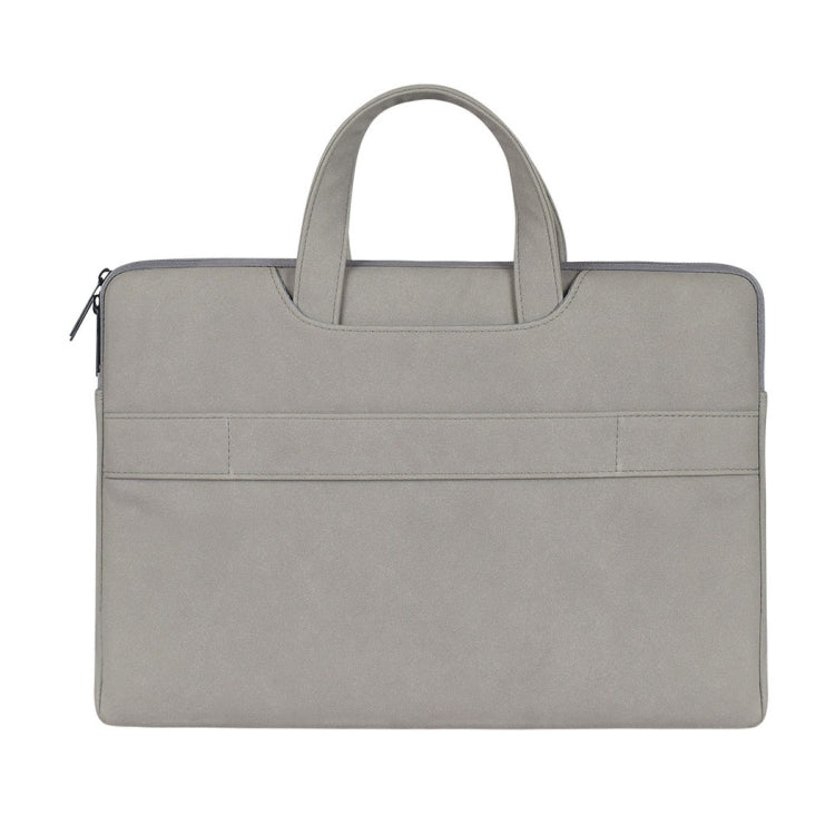 Frendorf | ST06 Wasserdicht PU Leder Reißverschluss Versteckte Tragbare Tasche Ein-Schulter Handtasche für 14,1 Zoll Laptops, mit Koffer Gürtel (Hellgrau)