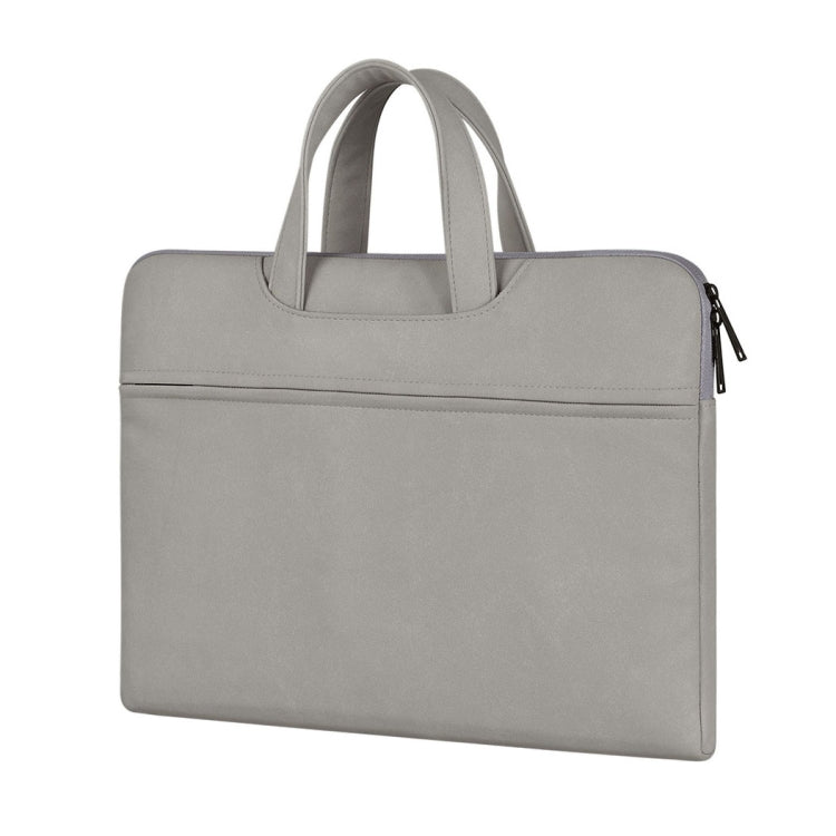 Frendorf | ST06 Wasserdicht PU Leder Reißverschluss Versteckte Tragbare Tasche Ein-Schulter Handtasche für 14,1 Zoll Laptops, mit Koffer Gürtel (Hellgrau)