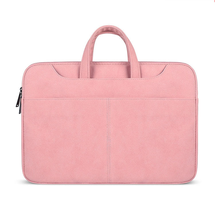 Frendorf | ST06S Wasserdichtes PU-Leder Reißverschluss Versteckte Tragbare Schultertasche für 13,3-Zoll-Laptops, mit Magischen Stick & Koffer-Gurt (Rosa)