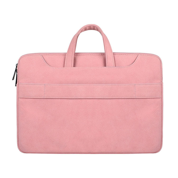 Frendorf | ST06S Wasserdichtes PU-Leder Reißverschluss Versteckte Tragbare Schultertasche für 13,3-Zoll-Laptops, mit Magischen Stick & Koffer-Gurt (Rosa)