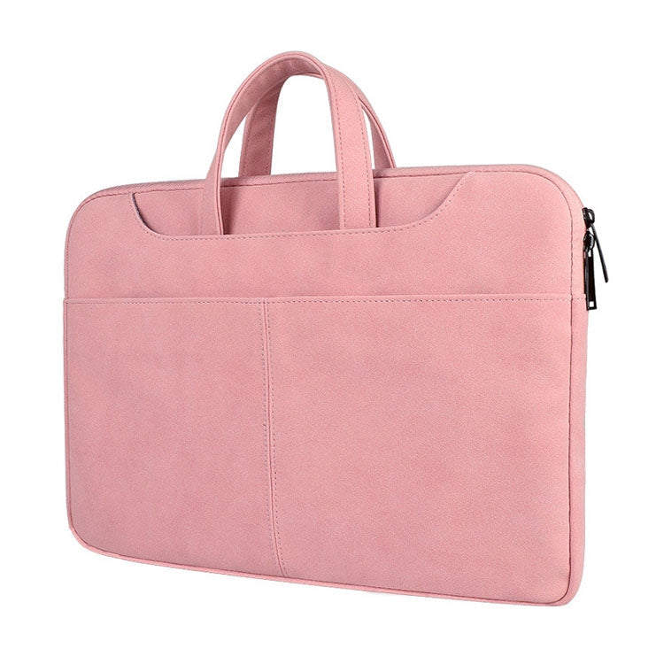 Frendorf | ST06S Wasserdichtes PU-Leder Reißverschluss Versteckte Tragbare Schultertasche für 13,3-Zoll-Laptops, mit Magischen Stick & Koffer-Gurt (Rosa)