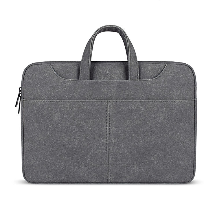 Frendorf | ST06S Wasserdichtes PU-Leder Reißverschluss Versteckte Tragbare Schultertasche für 14,1 Zoll Laptops, mit Magic Stick & Kofferband (Dunkelgrau)