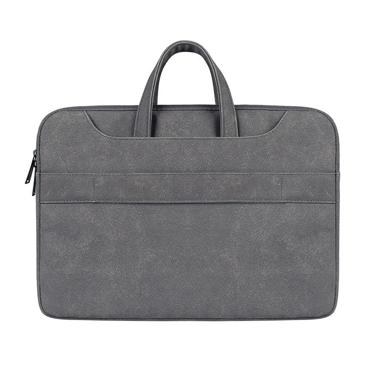 Frendorf | ST06S Wasserdichtes PU-Leder Reißverschluss Versteckte Tragbare Schultertasche für 14,1 Zoll Laptops, mit Magic Stick & Kofferband (Dunkelgrau)