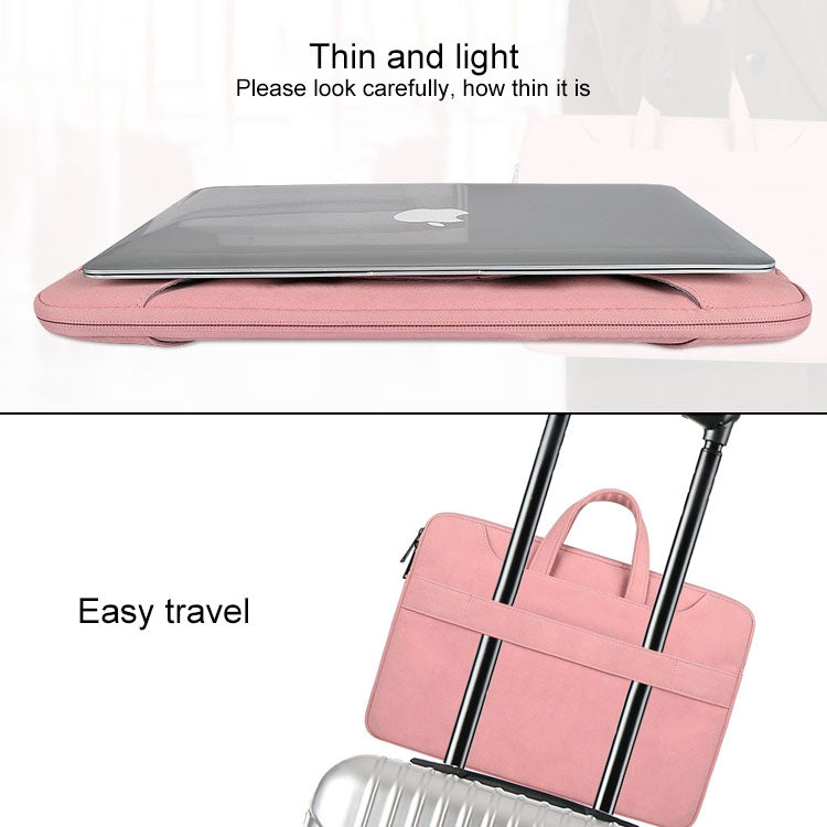 Frendorf | ST06S Wasserdichtes PU-Leder Reißverschluss Versteckte Tragbare Schultertasche für 14,1 Zoll Laptops, mit Magic Stick & Koffer-Gurt (Hellgrau)