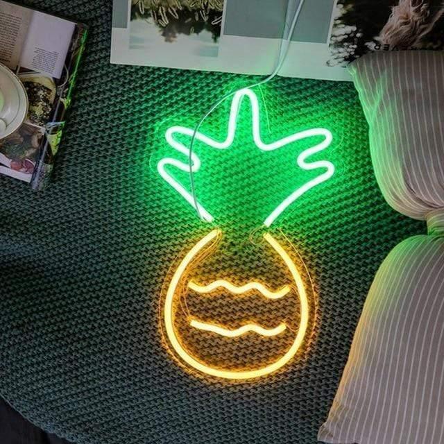 Frendorf | GlowFruit Ananas Neon Wanddekoration | LED Leuchte | Tropisches Ambiente | Wandkunst