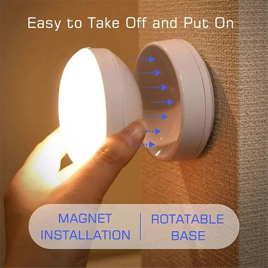 Magnetische Wandlampe – LED Nachtlicht mit Bewegungssensor, USB wiederaufladbar für Nachttisch, Schrank, Kleiderschrank