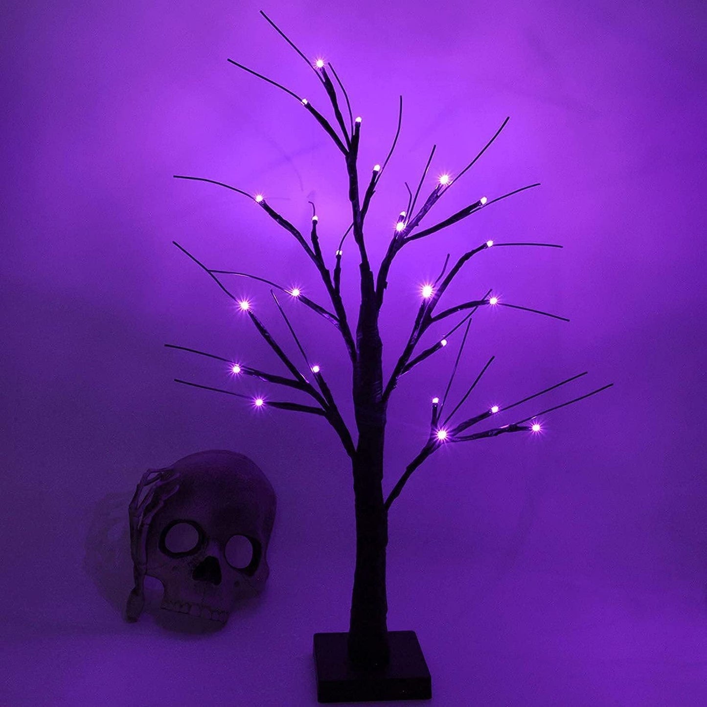 LED Simulation lila Baum Licht Halloween Erntedank Dekoration