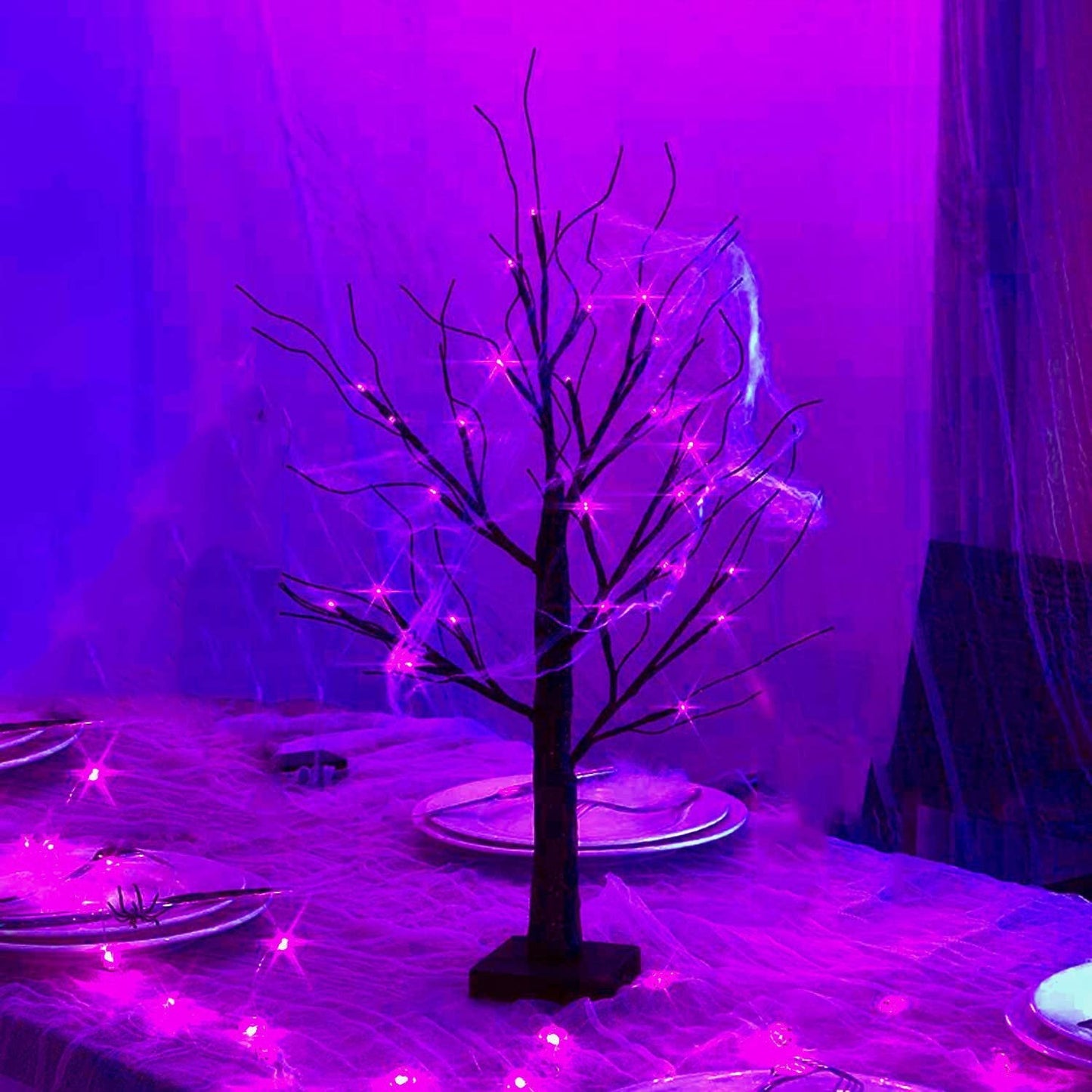 LED Simulation lila Baum Licht Halloween Erntedank Dekoration