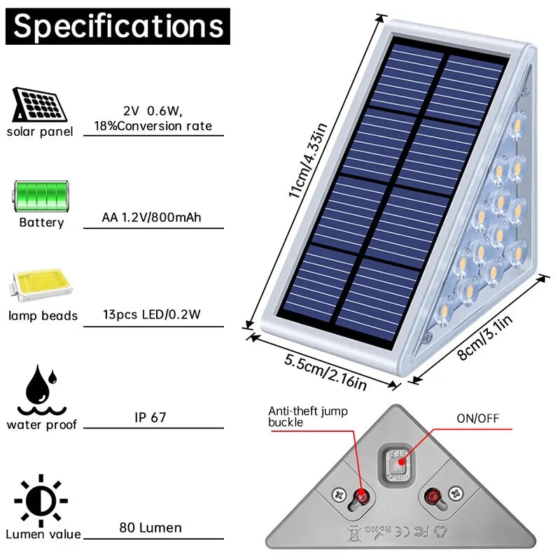 Frendorf | SolarStep LED Außenleuchten | Solarbetriebene Stufenbeleuchtung | Warmweiß & Kaltweiß