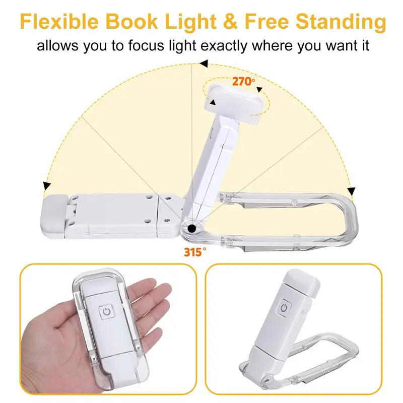 Frendorf | BrightBookmark Wiederaufladbare LED-Buchlampe | Clip-On Lesezeichenlicht | LED-USB Buchlicht für Komfortables Lesen