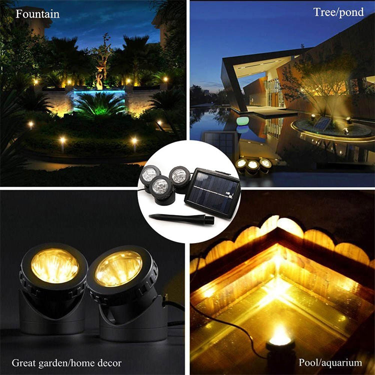 Zwei Köpfe LED Außen-Wasserproof Solar Unterwasser Spotlight Flutlicht