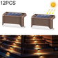 12 PCS Solar Powered LED Außenstufenlicht IP65 wasserdicht Gartenlampe, warmweißes Licht (Braun)