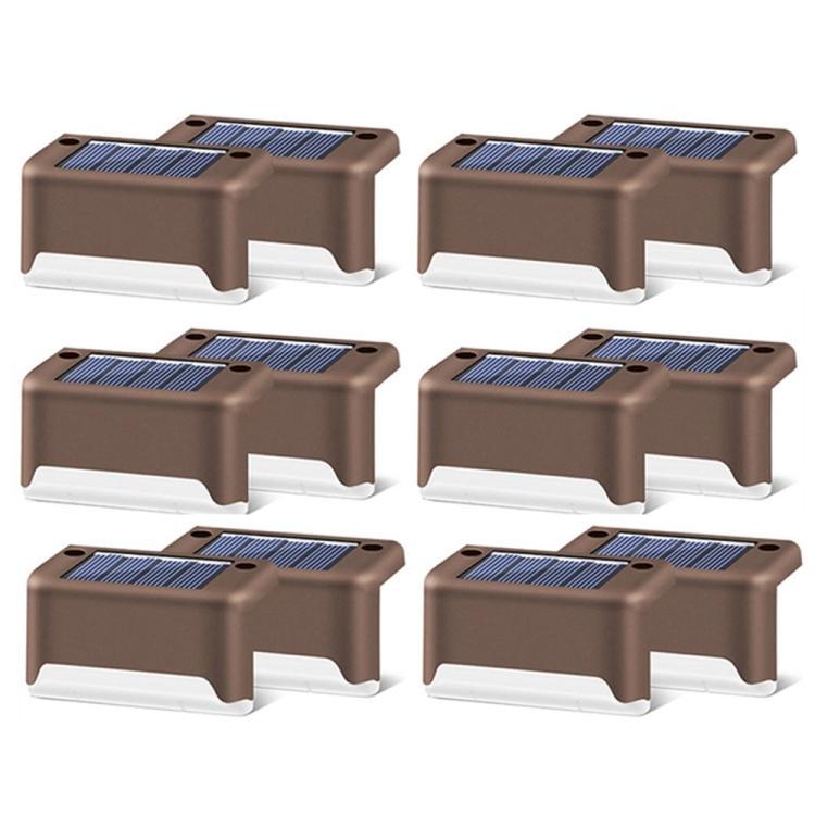 12 PCS Solar Powered LED Außenstufenlicht IP65 wasserdicht Gartenlampe, warmweißes Licht (Braun)