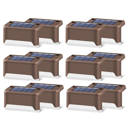 12 PCS Solar Powered LED Außenstufenlicht IP65 wasserdicht Gartenlampe, warmweißes Licht (Braun)