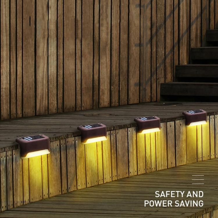 12 PCS Solar Powered LED Außenstufenlicht IP65 wasserdicht Gartenlampe, warmweißes Licht (Braun)