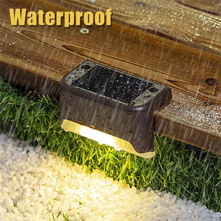 12 PCS Solar Powered LED Außenstufenlicht IP65 wasserdicht Gartenlampe, warmweißes Licht (Braun)