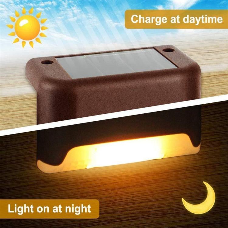 12 PCS Solar Powered LED Außenstufenlicht IP65 wasserdicht Gartenlampe, warmweißes Licht (Braun)