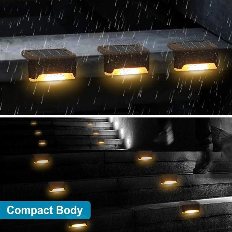 12 PCS Solar Powered LED Außenstufenlicht IP65 wasserdicht Gartenlampe, warmweißes Licht (Braun)