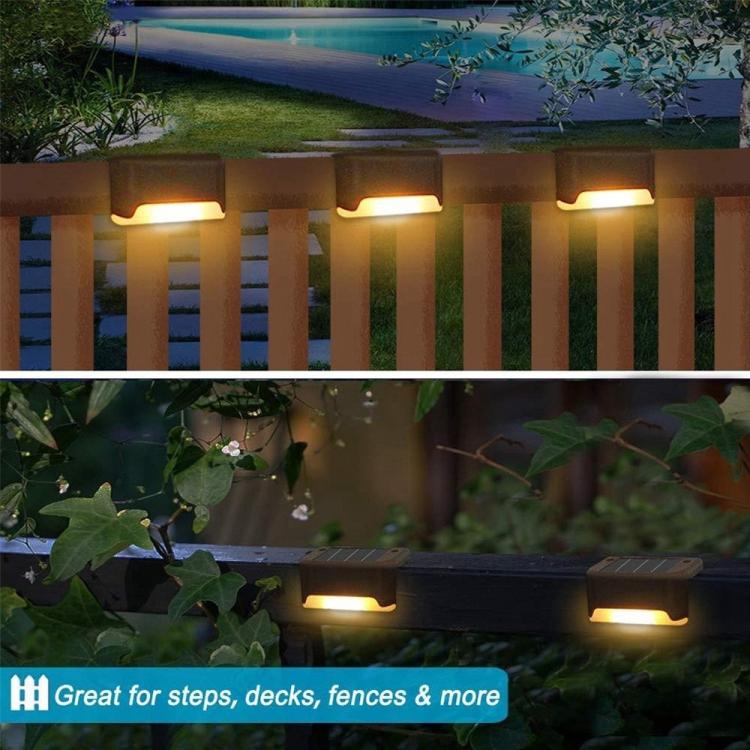 12 PCS Solar Powered LED Außenstufenlicht IP65 wasserdicht Gartenlampe, warmweißes Licht (Braun)