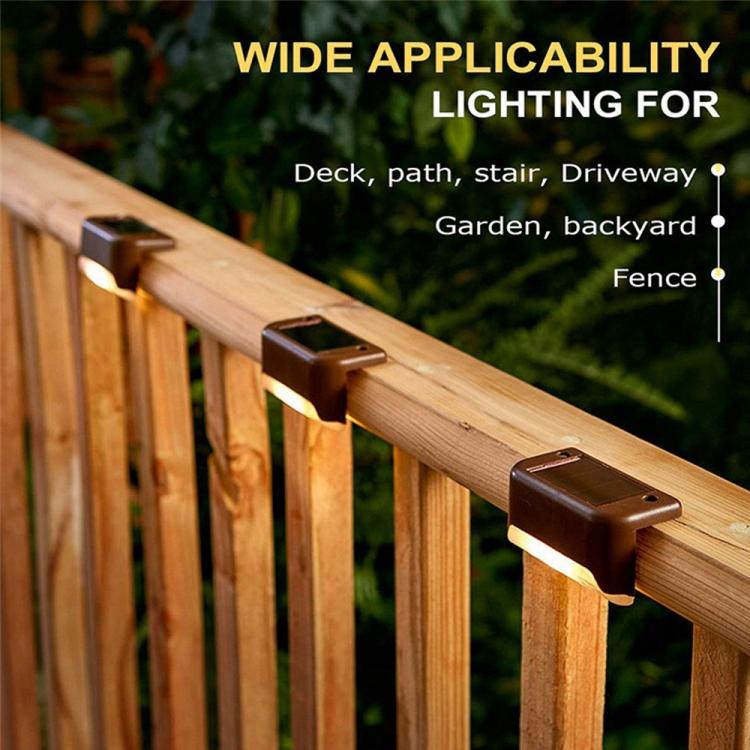 12 PCS Solar Powered LED Außenstufenlicht IP65 wasserdicht Gartenlampe, warmweißes Licht (Braun)