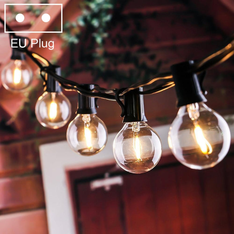 G40-EU-25 G40 7.6m 175W E12 IP44 wasserdicht Retro Filament Glühbirnen Lichterkette, 25 Glühbirnen LED dekorative Lampe für Garten, Bau, Bar, Party, Hochzeit, AC 220V, EU-Stecker (Warmweiß)