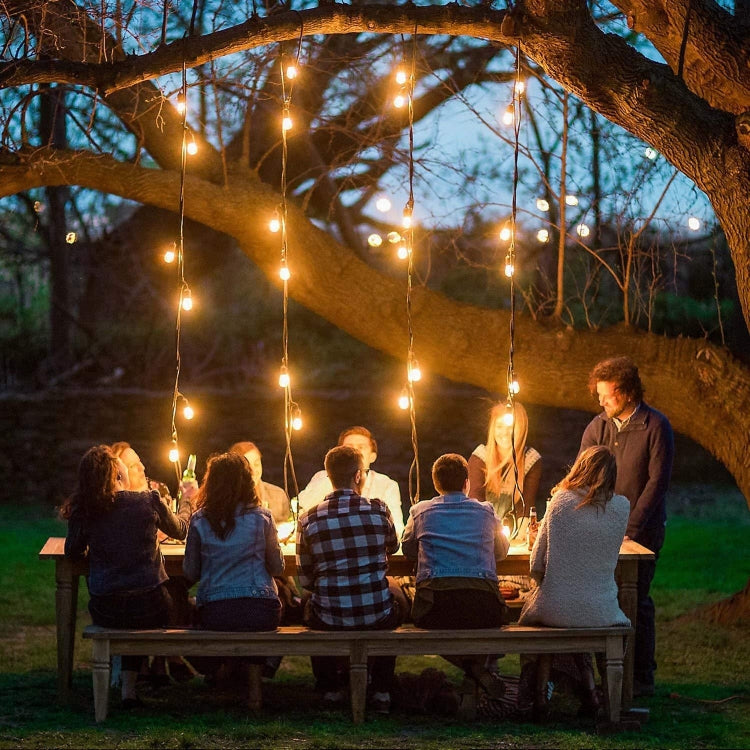 G40-EU-25 G40 7.6m 175W E12 IP44 wasserdicht Retro Filament Glühbirnen Lichterkette, 25 Glühbirnen LED dekorative Lampe für Garten, Bau, Bar, Party, Hochzeit, AC 220V, EU-Stecker (Warmweiß)