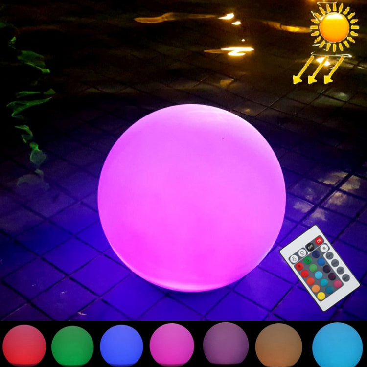 LEH-42321 40cm Runde Ball Solar Power Lampe, Schwimmender Garten Farbwechselnde LED Licht mit 0.7W Monokristallinem Silizium Solar Panel & Fernbedienung (Weiß)