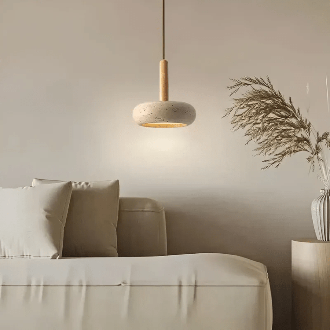 Frendorf | LED Retro-Deckenleuchte aus Holz & Stein für eine beruhigende Atmosphäre