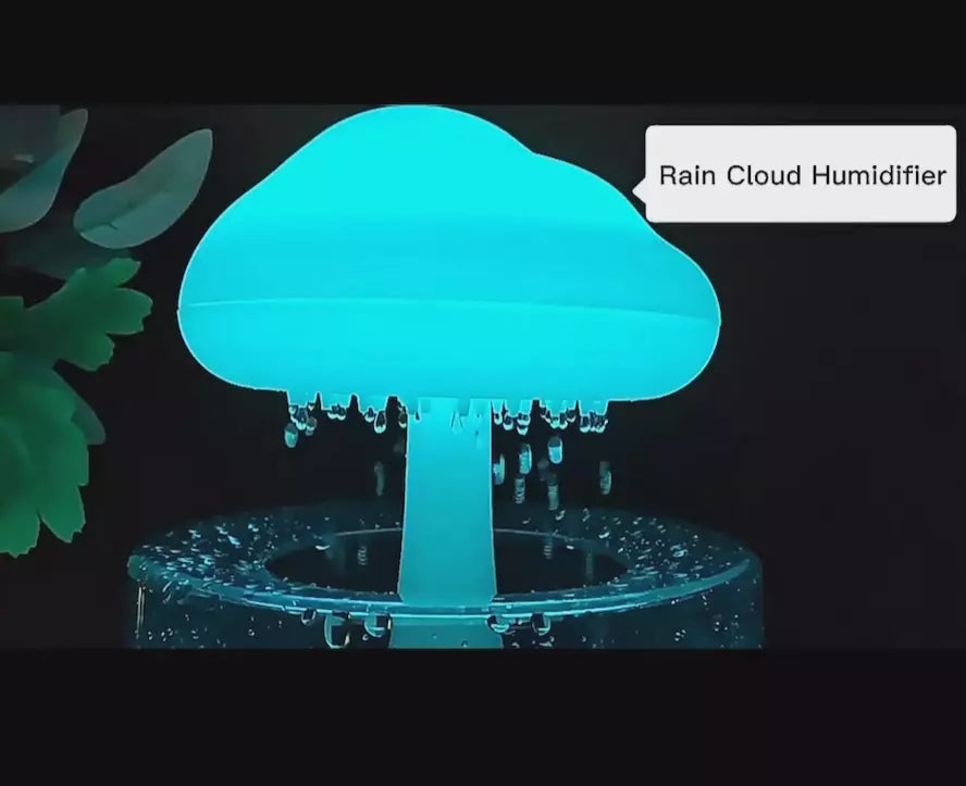 Frendorf | 2-in-1 Schreibtischlicht Luftbefeuchter mit Regenwolken Aromatherapie ätherisches Öl Diffusor & Regenwolken Nachtlicht Pilzlampe