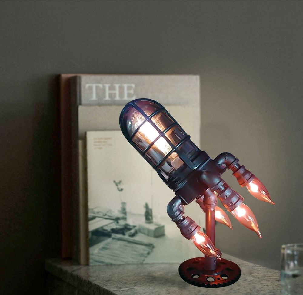 Vintage Steampunk Rocket Flame Tischlampe