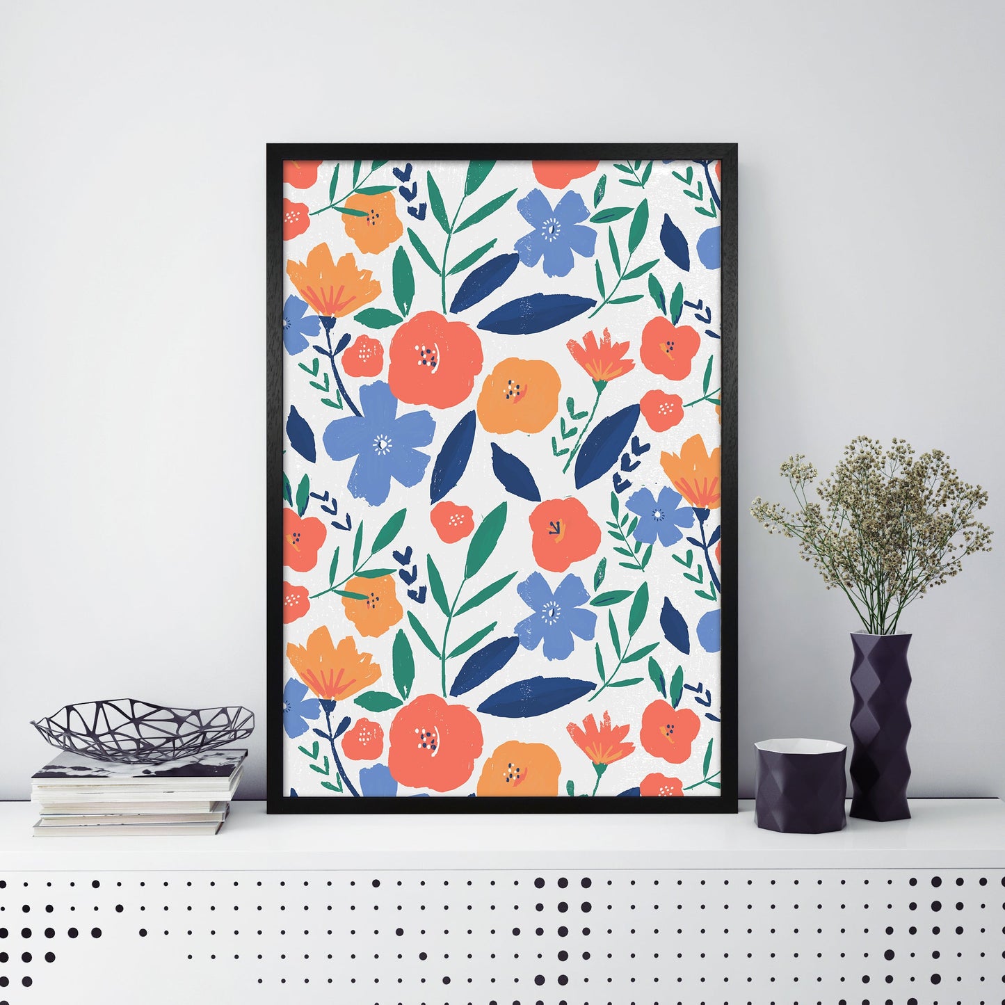 Kühne Blumen-Allover-Muster Kunstdruck