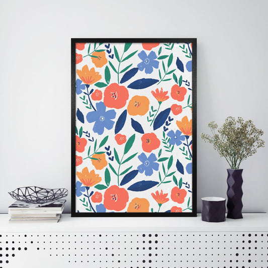 Kühne Blumen-Allover-Muster Kunstdruck