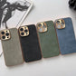 Frendorf | Leder Premium MagSafe Apple iPhone Hülle mit galvanisiertem Rahmen | Goldener Rahmen Case, Kameraschutz - Schutzhülle für iPhone 15, 14 Pro Max Plus