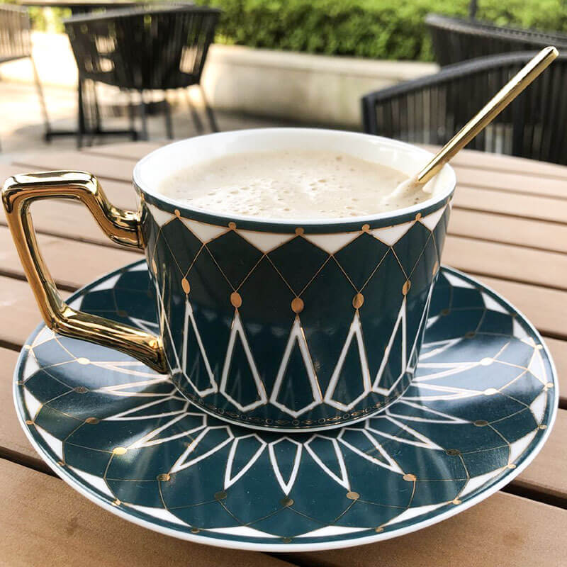 Quadratische A Retro-Muster Kaffeetasse