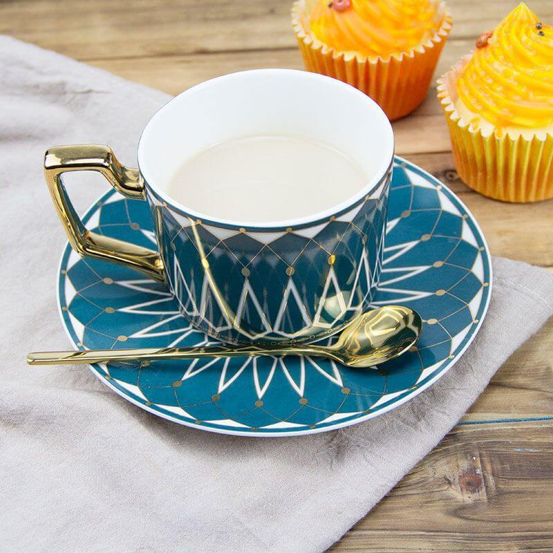 Quadratische A Retro-Muster Kaffeetasse