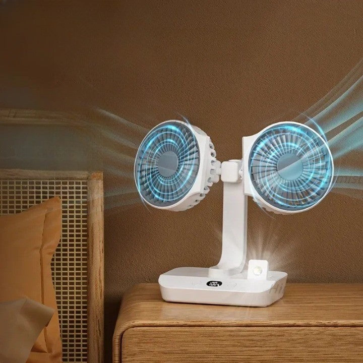 Frendorf | Leichter Doppelblätter Wiederaufladbarer Reise Camping Kühler Ventilator