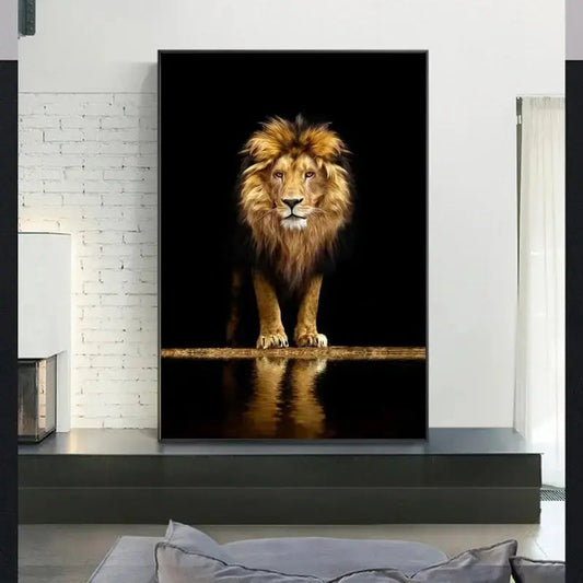 Lion im Dunkeln Leinwandkunst