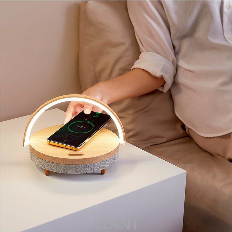 Frendorf | Louis - Multifunktionale Schlafzimmerlampe mit Bluetooth-Lautsprecher und drahtlosem Ladegerät