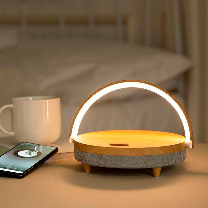 Frendorf | Louis - Multifunktionale Schlafzimmerlampe mit Bluetooth-Lautsprecher und drahtlosem Ladegerät