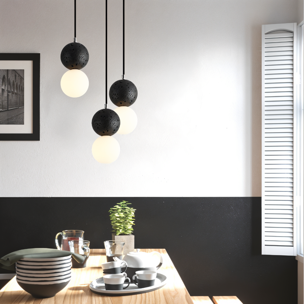 Frendorf | LumeGlobe Pendelleuchte - Doppelkugel Pendelleuchte für den Esstisch - Glas Hängekugel Lampe