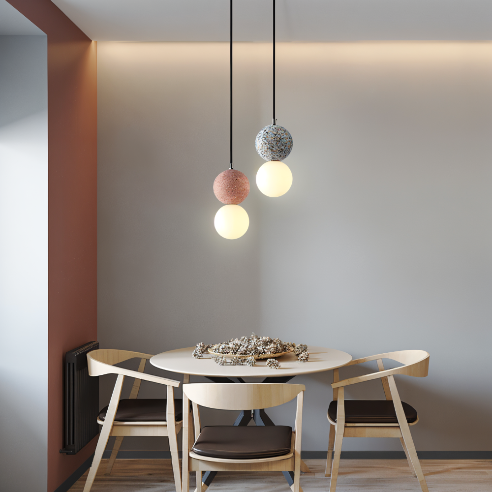 Frendorf | LumeGlobe Pendelleuchte - Doppelkugel Pendelleuchte für den Esstisch - Glas Hängekugel Lampe