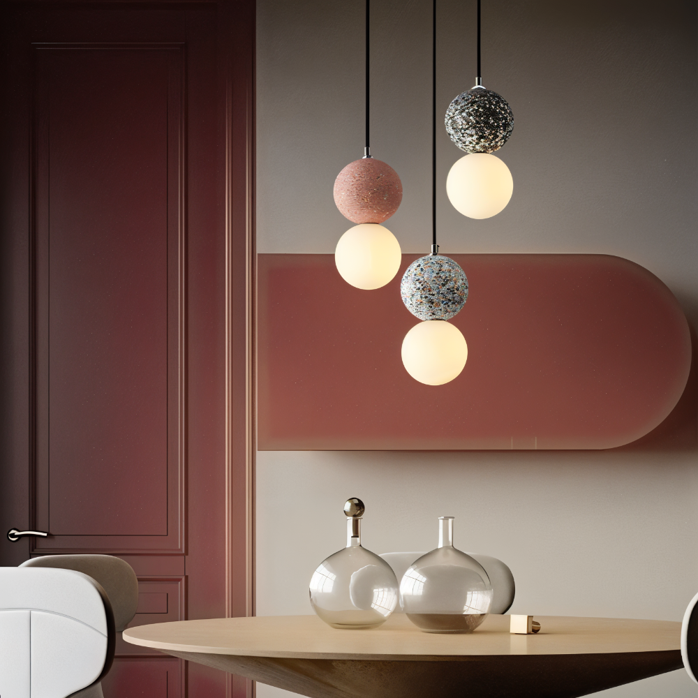 Frendorf | LumeGlobe Pendelleuchte - Doppelkugel Pendelleuchte für den Esstisch - Glas Hängekugel Lampe