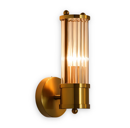 Frendorf | Luxuriöse Goldkristall Wandleuchte - Moderne Gerippte Wandlampe - E14 Wandleuchten LED