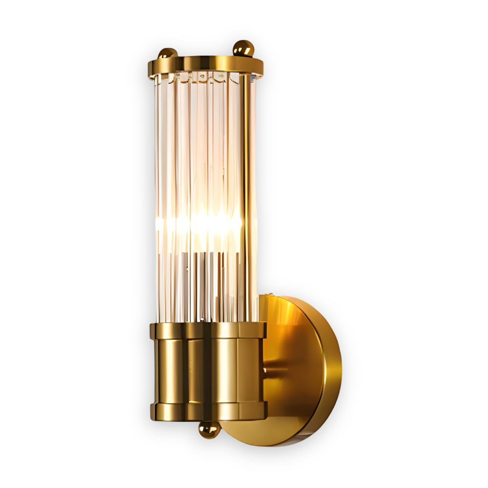 Frendorf | Luxuriöse Goldkristall Wandleuchte - Moderne Gerippte Wandlampe - E14 Wandleuchten LED
