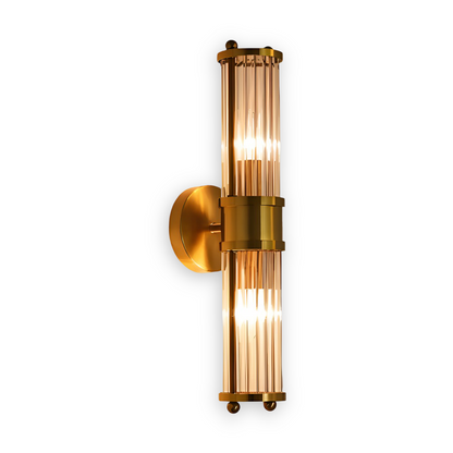Frendorf | Luxuriöse Goldkristall Wandleuchte - Moderne Gerippte Wandlampe - E14 Wandleuchten LED