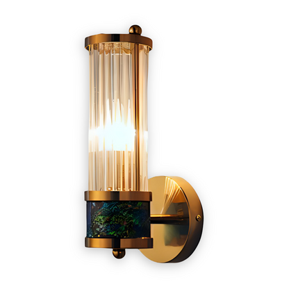 Frendorf | Luxuriöse Goldkristall Wandleuchte - Moderne Gerippte Wandlampe - E14 Wandleuchten LED