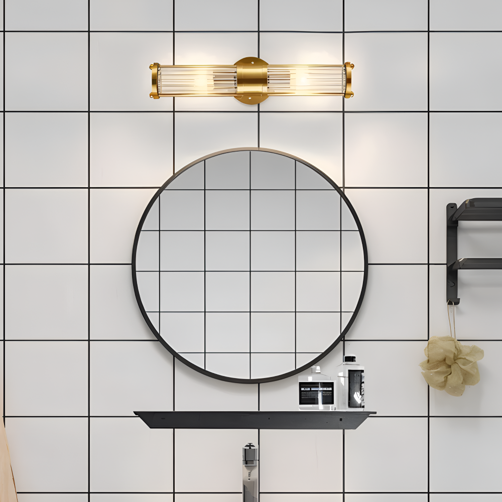 Frendorf | Luxuriöse Goldkristall Wandleuchte - Moderne Gerippte Wandlampe - E14 Wandleuchten LED