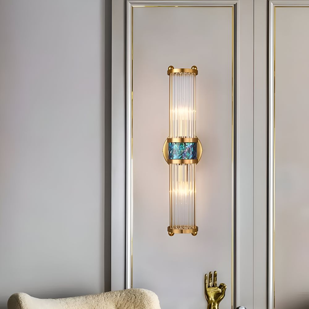 Frendorf | Luxuriöse Goldkristall Wandleuchte - Moderne Gerippte Wandlampe - E14 Wandleuchten LED