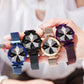 Frendorf | Luxus Sternenhimmel Edelstahl Mesh Armbanduhren für Frauen Kristall Analog Quarz Armbanduhren Damen Sport Kleid Uhr
