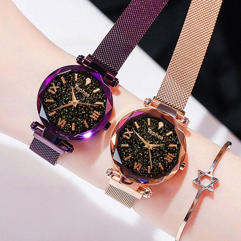 Frendorf | Luxus Damen Armbanduhren Magnetische Sternenhimmel Damen Uhr Quarz Armbanduhr Mode Damen Armbanduhr